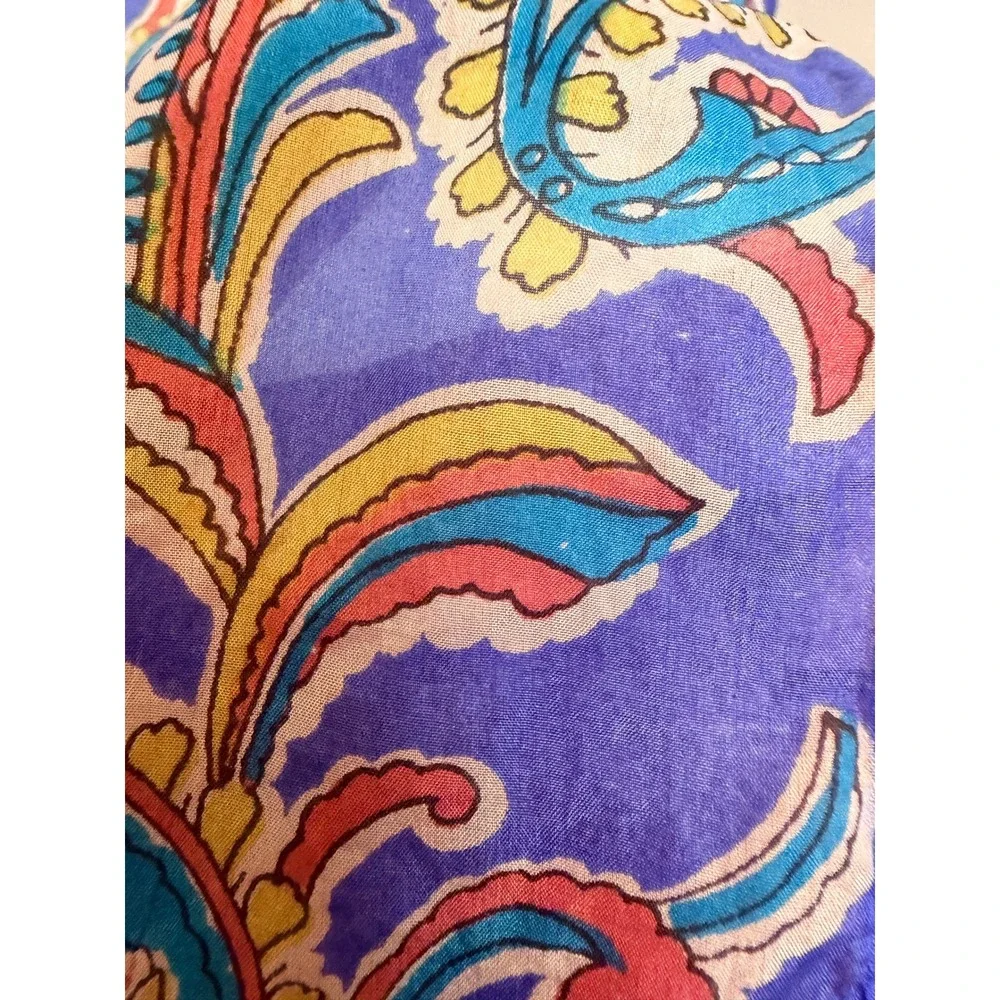 Vintage Washington Gallery Silk Scarf Paisley Floral Blue Pink Preppy Luxury
